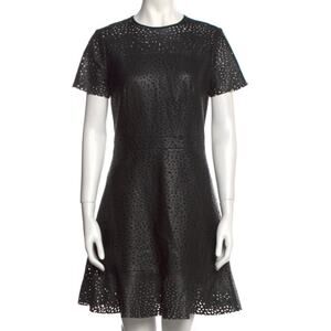 Michael Kors Black Dress A-Line Eyelet Trim Short Sleeve Crew Neck Size 4